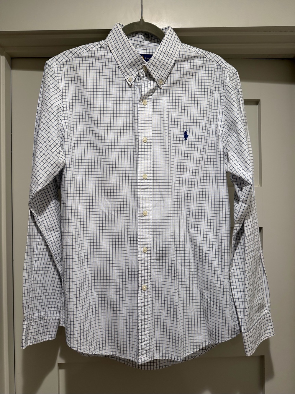 Polo Ralph Lauren Mens Medium Blue White Check Button Down Shirt